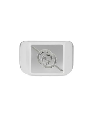 Sterling Silver Diagonal Interlocking G Square Signet Ring