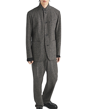 Rag & Bone Parker Mélange Tweed Cotton Blazer In Navy Melange