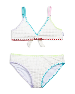 Limeapple Girls' Larissa Textured Two Piece Swimsuit - Big Kid In White