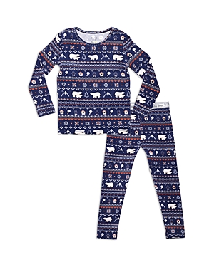 Shop Bellabu Bear Unisex Polar Isle Print Pajama Set - Baby, Little Kid In Dark Blue