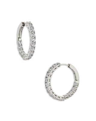 Nadri - Inside Out Hoop Earrings in 18K Gold Plated or Rhodium Plated