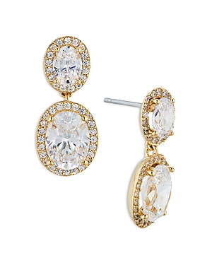 Nadri Oval Halo Drop Earrings In 18k Gold Plated Or Rhodium Plated