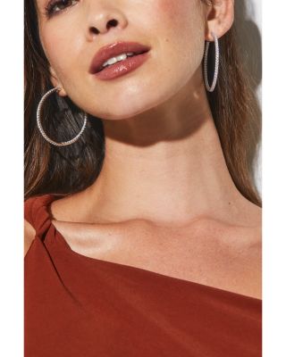 Pav&eacute; Inside Out Hoop Earrings in 18K Gold Plated or Rhodium Plated 