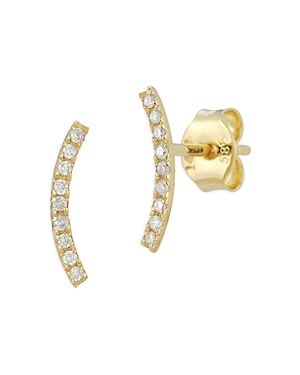 Moon & Meadow 14k Yellow Gold Diamond Curve Stud Earrings