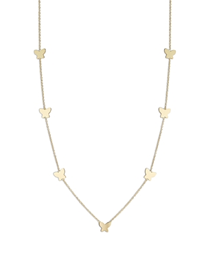 Moon & Meadow 14K Yellow Gold Butterfly Station Necklace, 16