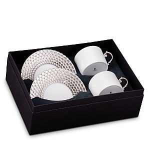 Shop L'objet Aegean Teacup & Saucer Gift Box In Silver