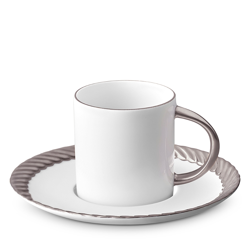 L'objet Corde Espresso Cup & Saucer Set In Silver