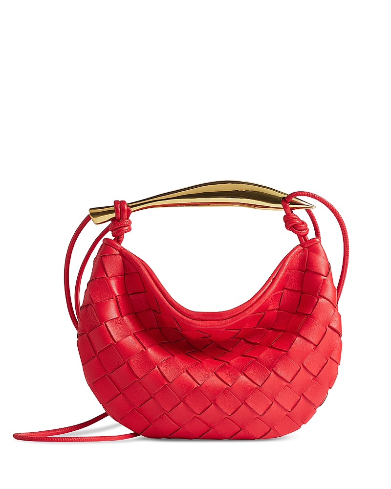 Bottega Veneta Sardine Intrecciato Crossbody Bag In Red/gold