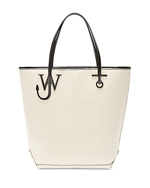 Shop Jw Anderson Anchor Tall Canvas Tote In White/black