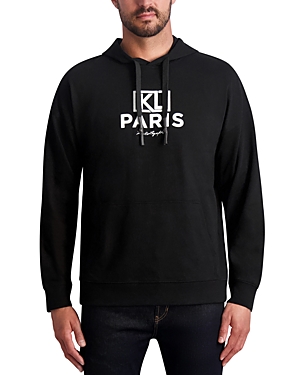 Shop Karl Lagerfeld Slim Fit Long Sleeve Logo Hoodie In Black