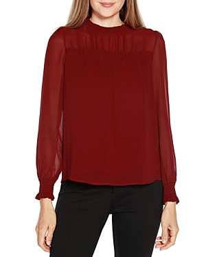 Belldini Black Label Women's Gathered Chiffon Top In Cranberry