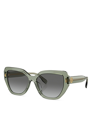 Shop Tory Burch Cat Eye Sunglasses, 55mm In Green/gray Gradient