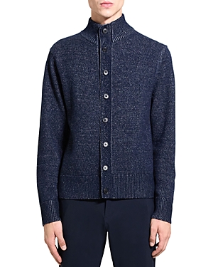 Theory Wilfred Button Front Sweater Jacket In Baltic/pebble Heather