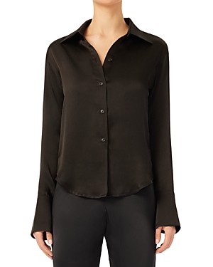 Dl1961 Lisette Silk Slim Fit Button Down Shirt In Black