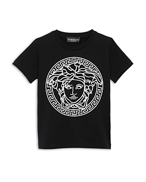 Shop Versace Boys' Medusa Print Short Sleeve Tee - Big Kid In Black+white