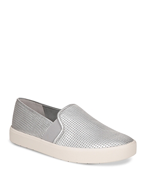 Vince Blair Metallic Slip-on Sneakers In Silver Leather