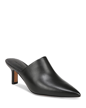 Shop Vince Women's Penelope Leather Pointed Toe Mules In Black Leather