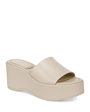 Vince Polina Leather Slide Platform Sandals In Moonlight White Leather