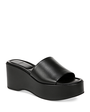 Shop Vince Women's Polina Leather Platform Slide Sandals In Black Leather
