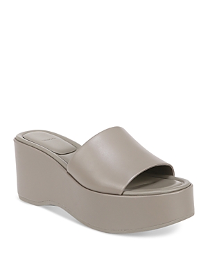 Shop Vince Women's Polina Leather Platform Slide Sandals In Hazelstone Gray Leather