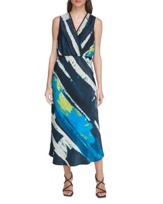 Women's Printed Sleeveless Midi Dress In Limonata,black Multi