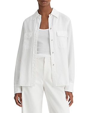 Shop Vince Utility Cotton & Silk Shirt In Optic White