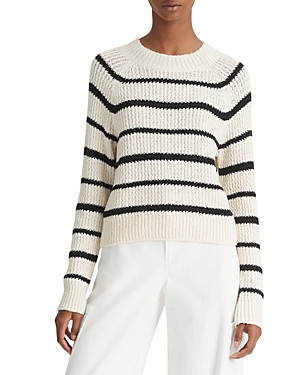 Shop Vince Ribbed Striped Sweater In Pampas/black