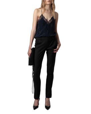 Christy Lace Trim Silk Camisole