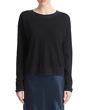Vince Double Layer Crewneck Sweater In Coastal