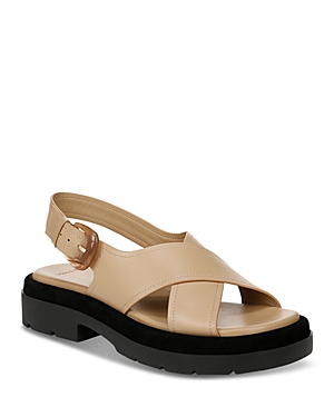 Shop Vince Women's Helena Leather Flat Sandals In Beige Leather