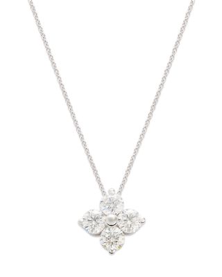 Bloomingdale's Fine Collection - Diamond Flower Pendant Necklace in 14K White Gold, 2.0 tcw