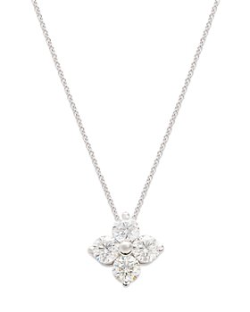 Bloomingdale's - Diamond Flower Pendant Necklace in 14K White Gold, 2.0 ct. t.w.