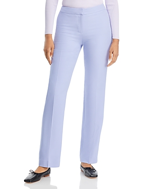 Lafayette 148 Barrow Straight-leg Wool-silk Pants In Wild Bluet