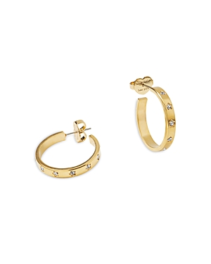 Shop Kate Spade New York Set In Stone Pave Star Hoop Earrings In Gold Tone