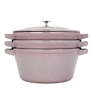 Shop Staub 4 Pc. Stackable Enameled Cast Iron Set In Lilac