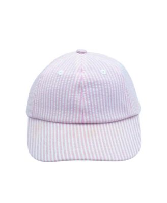 Bits & Bows - Girls' Baseball Hat in Pink Seersucker - Baby