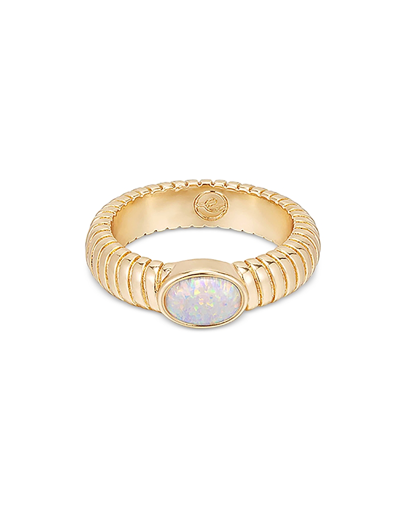 Ettika Flex Ribbed Opal Ring in 18K Gold Plated