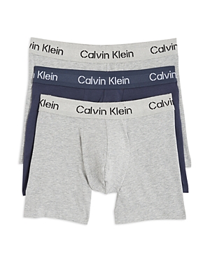 Calvin Klein Cotton Stretch Mid Rise Stencil Logo Waistband Boxer Briefs, Pack of 3