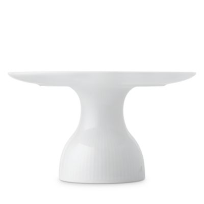 White Fluted Dish On Stand