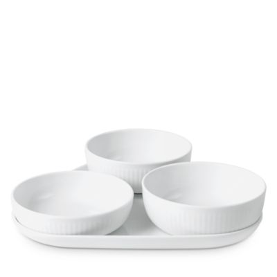 White Fluted 4 Piece Serving Set