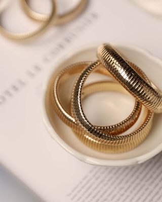 Golden Hour Stretch Bracelets in 18K Gold Plated or Rhodium Plated, Set of 3 
