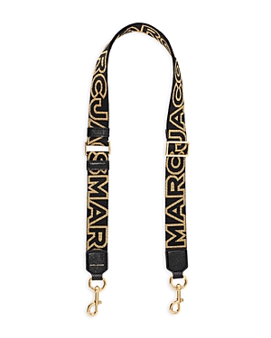 Marc Jacobs The Thin Outline Logo Webbing Strap In Brown
