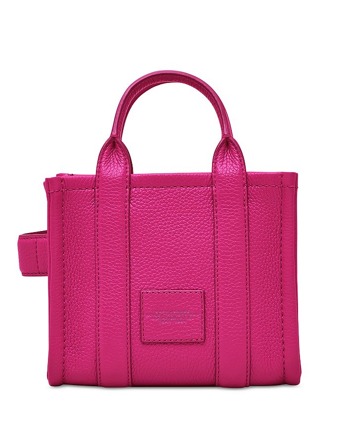 Shop Marc Jacobs The Leather Mini Tote In Lipstick Pink/gold
