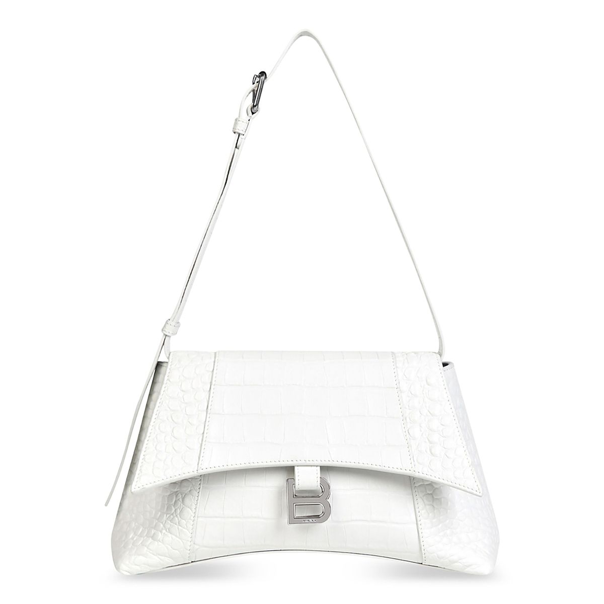 Balenciaga Downtown Small Shoulder Bag Crocodile Embossed