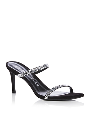 Stuart Weitzman Women's Aleena Royale Crystal Embellished Suede Slide Sandals
