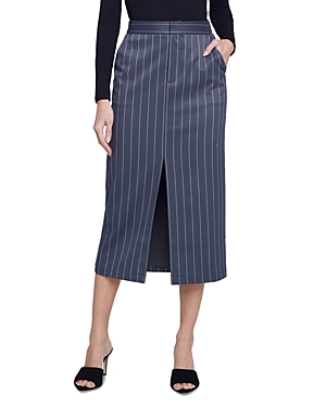 L'agence Madonna Pinstripe Midi Pencil Skirt In Charcoal
