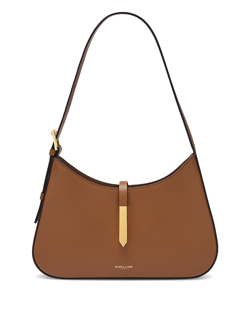 Demellier Midi Tokyo Smooth Leather Shoulder Bag In Tan/gold