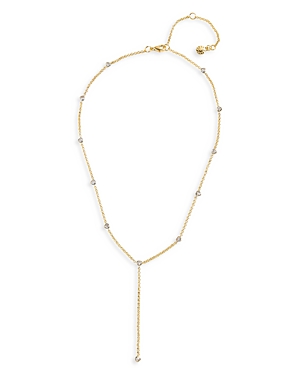 Jean Cubic Zirconia Heart Lariat Necklace in Gold Tone, 16-18