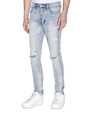 KSUBI CHITCH SLIM FIT DISTRESSED PUNK JEANS IN DENIM BLUE