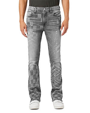 HUDSON WALKER KICK FLARE BOOT CUT JEANS IN GRAY CHECK